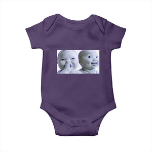 Funny Double Trouble Tuff Baby Meme Baby Onesie Viral AI Niche Baby Holding Laugh Duo Reaction TS02 Purple Print Your Wear