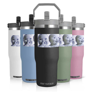 Funny Double Trouble Tuff Baby Meme Flip Straw Tumbler Viral AI Niche Baby Holding Laugh Duo Reaction TS02 Print Your Wear