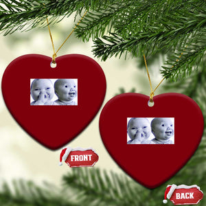 Funny Double Trouble Tuff Baby Meme Ceramic Ornament Viral AI Niche Baby Holding Laugh Duo Reaction TS02 Print Your Wear