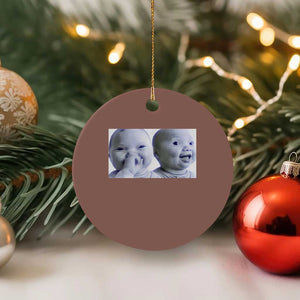 Funny Double Trouble Tuff Baby Meme Ceramic Ornament Viral AI Niche Baby Holding Laugh Duo Reaction TS02 1pc Mocha Print Your Wear