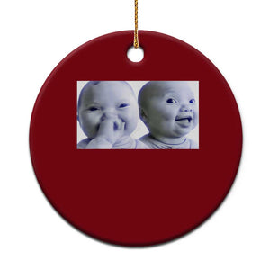 Funny Double Trouble Tuff Baby Meme Ceramic Ornament Viral AI Niche Baby Holding Laugh Duo Reaction TS02 1pc Red Print Your Wear