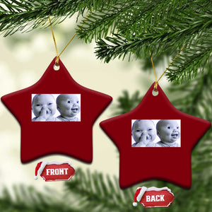 Funny Double Trouble Tuff Baby Meme Ceramic Ornament Viral AI Niche Baby Holding Laugh Duo Reaction TS02 Print Your Wear