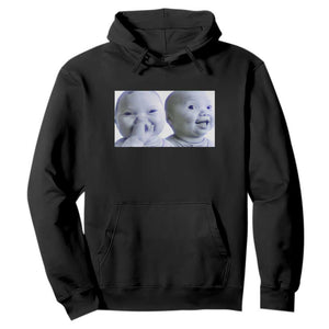 Funny Double Trouble Tuff Baby Meme Hoodie Viral AI Niche Baby Holding Laugh Duo Reaction TS02 Black Print Your Wear