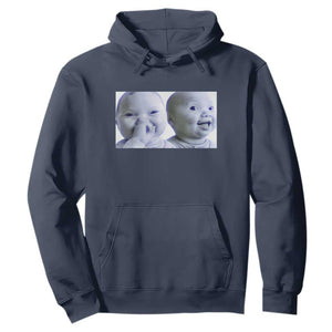 Funny Double Trouble Tuff Baby Meme Hoodie Viral AI Niche Baby Holding Laugh Duo Reaction TS02 Navy Print Your Wear