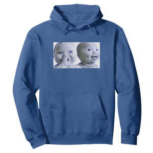 Funny Double Trouble Tuff Baby Meme Hoodie Viral AI Niche Baby Holding Laugh Duo Reaction TS02 Royal Blue Print Your Wear