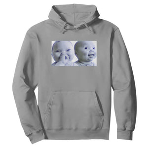 Funny Double Trouble Tuff Baby Meme Hoodie Viral AI Niche Baby Holding Laugh Duo Reaction TS02 Sport Gray Print Your Wear