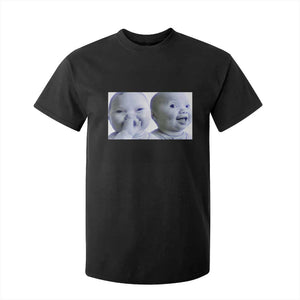 Funny Double Trouble Tuff Baby Meme T Shirt For Kid Viral AI Niche Baby Holding Laugh Duo Reaction TS02 Black Print Your Wear
