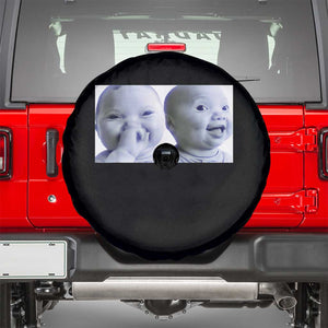 Funny Double Trouble Tuff Baby Meme Spare Tire Cover Viral AI Niche Baby Holding Laugh Duo Reaction TS02 Black Print Your Wear