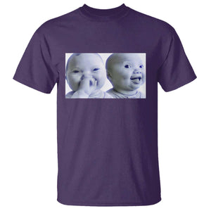Funny Double Trouble Tuff Baby Meme T Shirt Viral AI Niche Baby Holding Laugh Duo Reaction TS02 Purple Print Your Wear