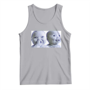 Funny Double Trouble Tuff Baby Meme Tank Top Viral AI Niche Baby Holding Laugh Duo Reaction TS02 Athletic Heather Print Your Wear