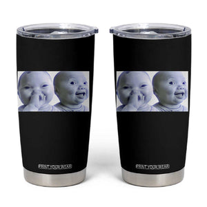 Funny Double Trouble Tuff Baby Meme Tumbler Cup Viral AI Niche Baby Holding Laugh Duo Reaction TS02 Black Print Your Wear