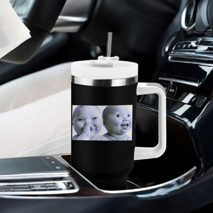 Funny Double Trouble Tuff Baby Meme Tumbler With Handle Viral AI Niche Baby Holding Laugh Duo Reaction TS02 Print Your Wear
