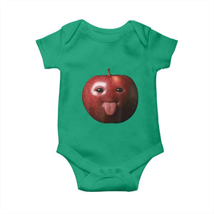 Cute Freaky Apple with Tongue Out Baby Onesie Funny Goofy AI Fruit Meme TS02 Irish Green Print Your Wear