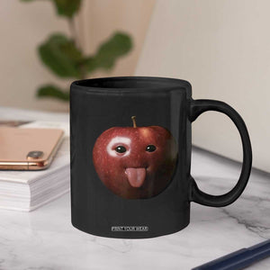 Cute Freaky Apple with Tongue Out Coffee Mug Funny Goofy AI Fruit Meme TS02 Print Your Wear