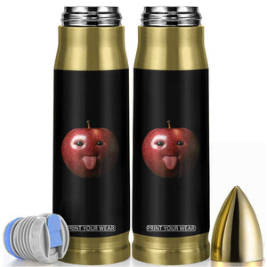 Cute Freaky Apple with Tongue Out Bullet Tumbler Funny Goofy AI Fruit Meme TS02 Black Print Your Wear