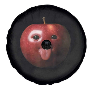 Cute Freaky Apple with Tongue Out Spare Tire Cover Funny Goofy AI Fruit Meme TS02 Print Your Wear