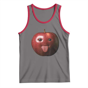 Cute Freaky Apple with Tongue Out Tank Top Funny Goofy AI Fruit Meme TS02 Deep Heather Red Print Your Wear