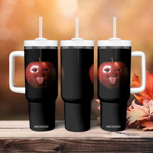 Cute Freaky Apple with Tongue Out Tumbler With Handle Funny Goofy AI Fruit Meme TS02 Print Your Wear