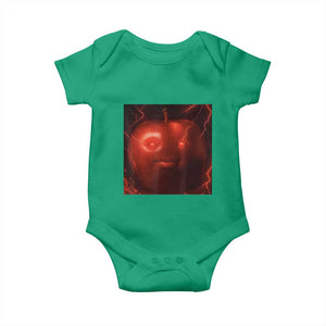 Evil Freaky Apple Meme Baby Onesie Creepy Dark AI Fruit Face With Glowing Eyes TS02 Irish Green Print Your Wear