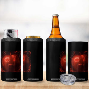 Evil Freaky Apple Meme 4 in 1 Can Cooler Tumbler Creepy Dark AI Fruit Face With Glowing Eyes TS02 Print Your Wear