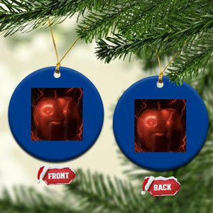 Evil Freaky Apple Meme Ceramic Ornament Creepy Dark AI Fruit Face With Glowing Eyes TS02 1pc Blue Print Your Wear