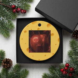 Evil Freaky Apple Meme Ceramic Ornament Creepy Dark AI Fruit Face With Glowing Eyes TS02 1pc Yellow Cheese Print Your Wear