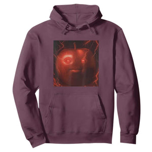 Evil Freaky Apple Meme Hoodie Creepy Dark AI Fruit Face With Glowing Eyes TS02 Maroon Print Your Wear