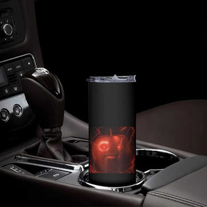 Evil Freaky Apple Meme Skinny Tumbler Creepy Dark AI Fruit Face With Glowing Eyes TS02 Print Your Wear