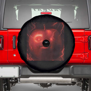 Evil Freaky Apple Meme Spare Tire Cover Creepy Dark AI Fruit Face With Glowing Eyes TS02 Black Print Your Wear