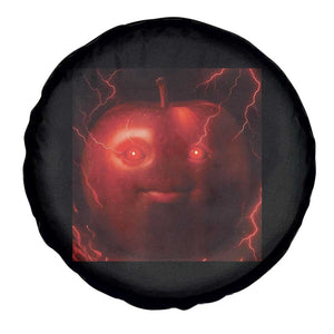 Evil Freaky Apple Meme Spare Tire Cover Creepy Dark AI Fruit Face With Glowing Eyes TS02 Print Your Wear