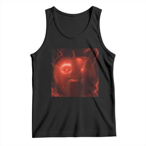 Evil Freaky Apple Meme Tank Top Creepy Dark AI Fruit Face With Glowing Eyes TS02 Black Print Your Wear