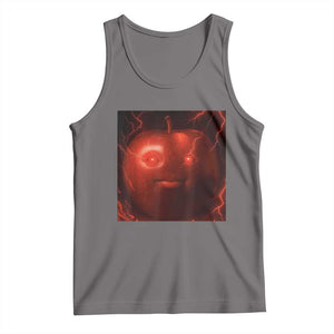 Evil Freaky Apple Meme Tank Top Creepy Dark AI Fruit Face With Glowing Eyes TS02 Deep Heather Print Your Wear