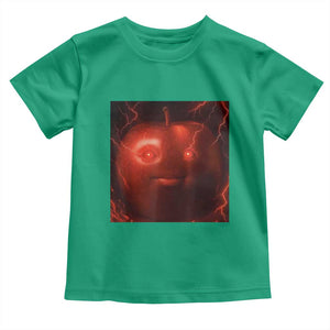 Evil Freaky Apple Meme Toddler T Shirt Creepy Dark AI Fruit Face With Glowing Eyes TS02 Irish Green Print Your Wear
