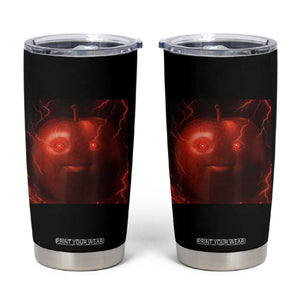 Evil Freaky Apple Meme Tumbler Cup Creepy Dark AI Fruit Face With Glowing Eyes TS02 Black Print Your Wear
