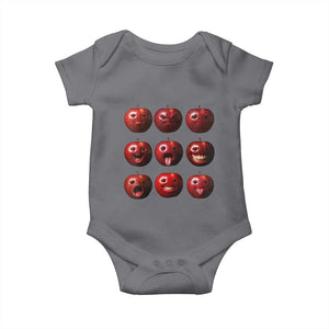 Funny Freaky Apple Faces Meme Graphic Baby Onesie Surreal Weird AI Fruit Emotions TS02 Charcoal Print Your Wear