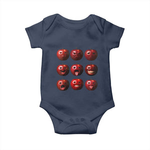 Funny Freaky Apple Faces Meme Graphic Baby Onesie Surreal Weird AI Fruit Emotions TS02 Navy Print Your Wear