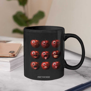 Funny Freaky Apple Faces Meme Graphic Coffee Mug Surreal Weird AI Fruit Emotions TS02 Print Your Wear