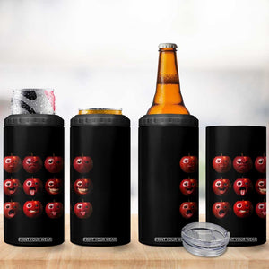 Funny Freaky Apple Faces Meme Graphic 4 in 1 Can Cooler Tumbler Surreal Weird AI Fruit Emotions TS02 Print Your Wear