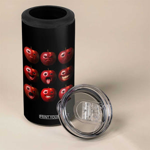 Funny Freaky Apple Faces Meme Graphic 4 in 1 Can Cooler Tumbler Surreal Weird AI Fruit Emotions TS02 Print Your Wear
