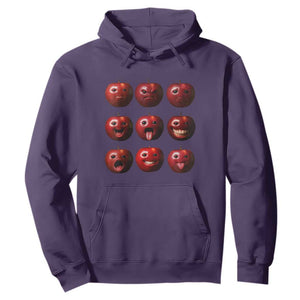 Funny Freaky Apple Faces Meme Graphic Hoodie Surreal Weird AI Fruit Emotions TS02 Purple Print Your Wear