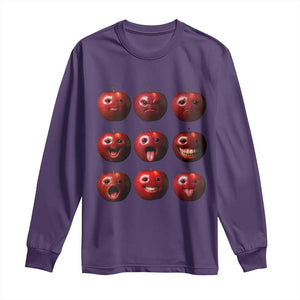 Funny Freaky Apple Faces Meme Graphic Long Sleeve Shirt Surreal Weird AI Fruit Emotions TS02 Purple Print Your Wear