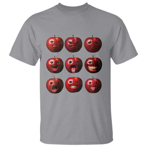 Funny Freaky Apple Faces Meme Graphic T Shirt Surreal Weird AI Fruit Emotions TS02 Sport Gray Print Your Wear