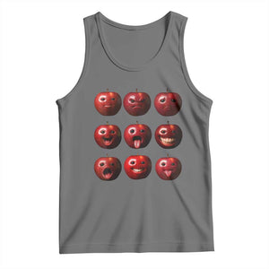 Funny Freaky Apple Faces Meme Graphic Tank Top Surreal Weird AI Fruit Emotions TS02 Black Heather Print Your Wear