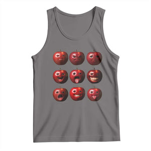 Funny Freaky Apple Faces Meme Graphic Tank Top Surreal Weird AI Fruit Emotions TS02 Deep Heather Print Your Wear