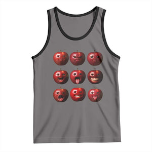 Funny Freaky Apple Faces Meme Graphic Tank Top Surreal Weird AI Fruit Emotions TS02 Deep Heather Black Print Your Wear