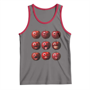 Funny Freaky Apple Faces Meme Graphic Tank Top Surreal Weird AI Fruit Emotions TS02 Deep Heather Red Print Your Wear