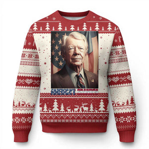 39th President Jimmy Carter Knit Sweatshirt America's Grandpa Presidents' Day USA Flag Vintage TS02 Red Print Your Wear