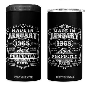 Retro Classic Made In January 1965 4 in 1 Can Cooler Tumbler Aged Perfectly Original Parts Vintage Birthday Men TS02 One Size: 16 oz Black Print Your Wear