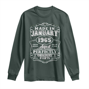 Retro Classic Made In January 1965 Long Sleeve Shirt Aged Perfectly Original Parts Vintage Birthday Men TS02 Dark Forest Green Print Your Wear