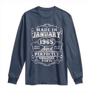 Retro Classic Made In January 1965 Long Sleeve Shirt Aged Perfectly Original Parts Vintage Birthday Men TS02 Navy Print Your Wear